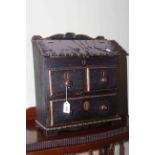 Painted pine apprentice bureau with three drawers and a compartment,