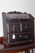 Painted pine apprentice bureau with three drawers and a compartment,