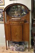 Edwardian mahogany and satinwood inlaid cabinet with domed mirror back canopy, 177.