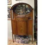 Edwardian mahogany and satinwood inlaid cabinet with domed mirror back canopy, 177.