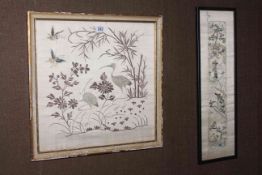 Two framed Chinese silk panels