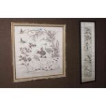 Two framed Chinese silk panels