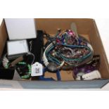 Box of costume jewellery and watches