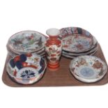 Imari and other Oriental plates and bowls and small Oriental vase