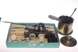Collection of ivory and tortoiseshell, including napkin rings, knives, forks, paper turner, pots,