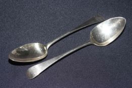 Pair of George III silver tablespoons by Peter and William Bateman,