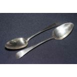 Pair of George III silver tablespoons by Peter and William Bateman,