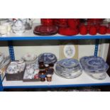 Blue and white meat plates, decorative plates, copper lustre ware, collectors teapots,