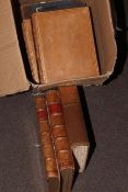 Collection of 19th Century leather bound books including Nisbets Heraldry,