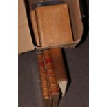 Collection of 19th Century leather bound books including Nisbets Heraldry,