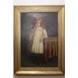 Portrait of a young girl, oil on canvas, indistinctly signed lower right, 100cm x 68cm,
