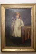 Portrait of a young girl, oil on canvas, indistinctly signed lower right, 100cm x 68cm,