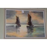 Framed oil, Two Yachts at Sail, indistinctly signed lower left,