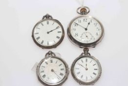 Four silver pocket watches
