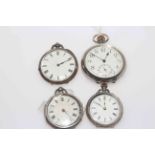 Four silver pocket watches