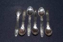 Set of six George Jensen silver teaspoons circa 1940