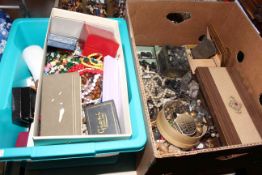 Two boxes of costume jewellery