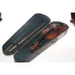 Violin in case with two bows,