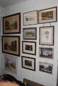 Collection of fourteen various pictures and three wall mirrors (17)