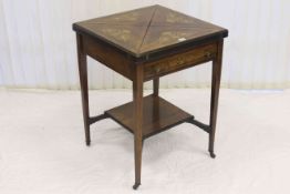 Victorian inlaid rosewood envelope card table