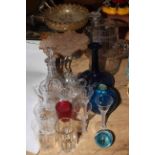 Collection of 19th & 20th Century glass including Georgian decanter, cake stands,