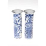 Pair of Chinese blue and white sleeve vases, circa 1900, 24.