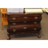 Continental shaped front three drawer chest