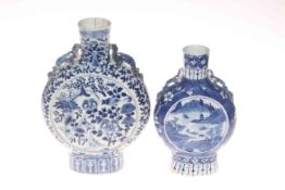 Pair of 19th century blue and white Chinese Moon flask vases.