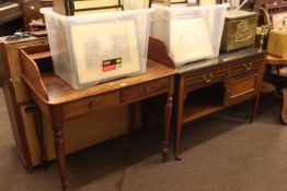 Gallery backed two drawer washstand and inlaid mahogany washstand