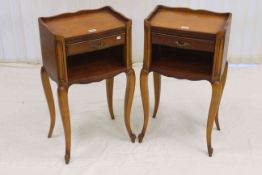 Pair single drawer open bedside tables,