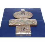 Mother of Pearl inkwell with pen holder 21cm,