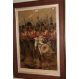 Oak framed coloured military print 'Up Guards,