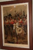 Oak framed coloured military print 'Up Guards,