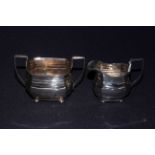 Silver sugar basin and cream of oblong form, Birmingham 1921,