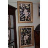 Pair framed hand coloured collages