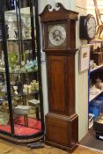 George III oak eight day longcase clock having square brass and silvered dial inscribed Ashton