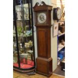 George III oak eight day longcase clock having square brass and silvered dial inscribed Ashton