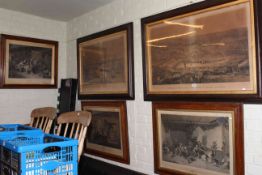 Five framed Victorian engravings including a pair of Newcastle Upon Tyne