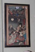 Japanese woodblock depicting warriors