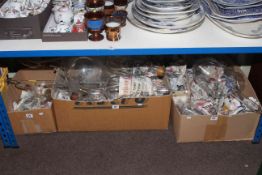 Three boxes of glass laboratory equipment