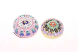 Two Millefiori glass paperweights