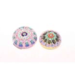 Two Millefiori glass paperweights