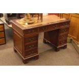 Mahogany eight drawer pedestal desk