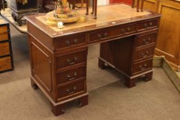 Mahogany eight drawer pedestal desk