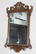 Regency style walnut fretwork framed wall mirror