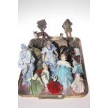 Six Royal Doulton figures, pair of Continental figures,