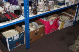 Four boxes of dinnerware, glassware, cutlery, etc,