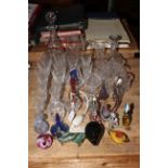 Collection of crystal glasses, decanters, jug, vase,