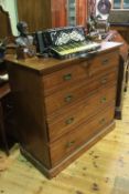 Early 20th Century walnut chest of two short above three long drawers