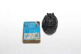 WWII US Military playing card set and a hand grenade